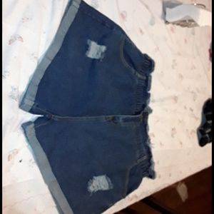 Plus size paper bag style jean shorts